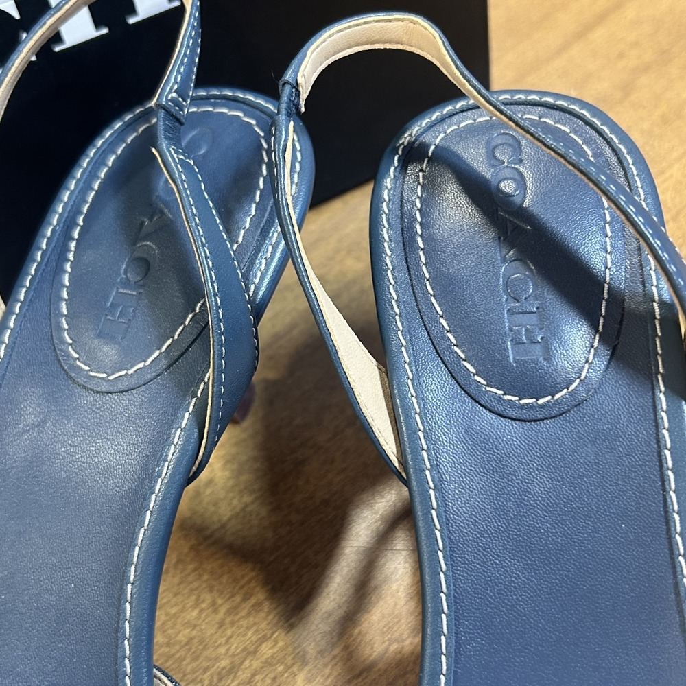 Coach MRGOT LVD DEN SLNGBK Shoes Womens 8.5 Blue Denim Slingback Pointed Toe NEW - Picture 6 of 9